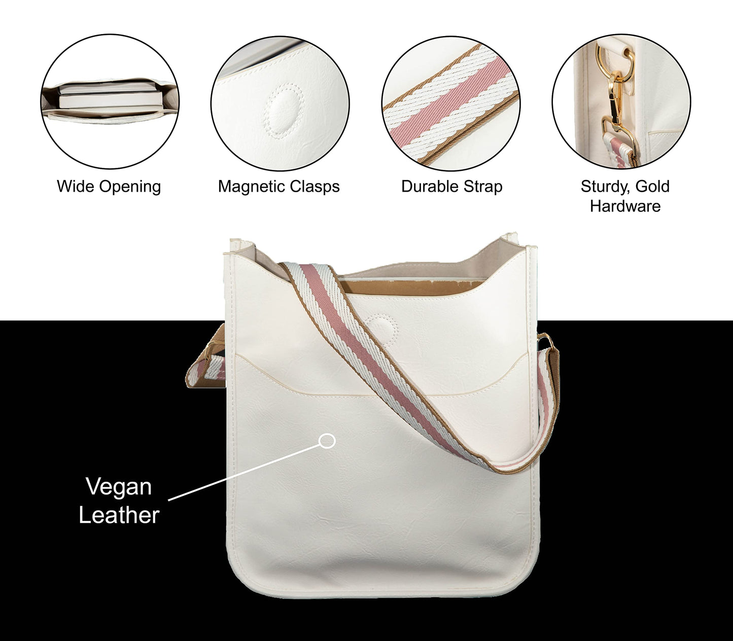In 7 Colors Vegan Leather Crossbody Shoulder Bag Purse w/ Adjustable Guitar Strap
