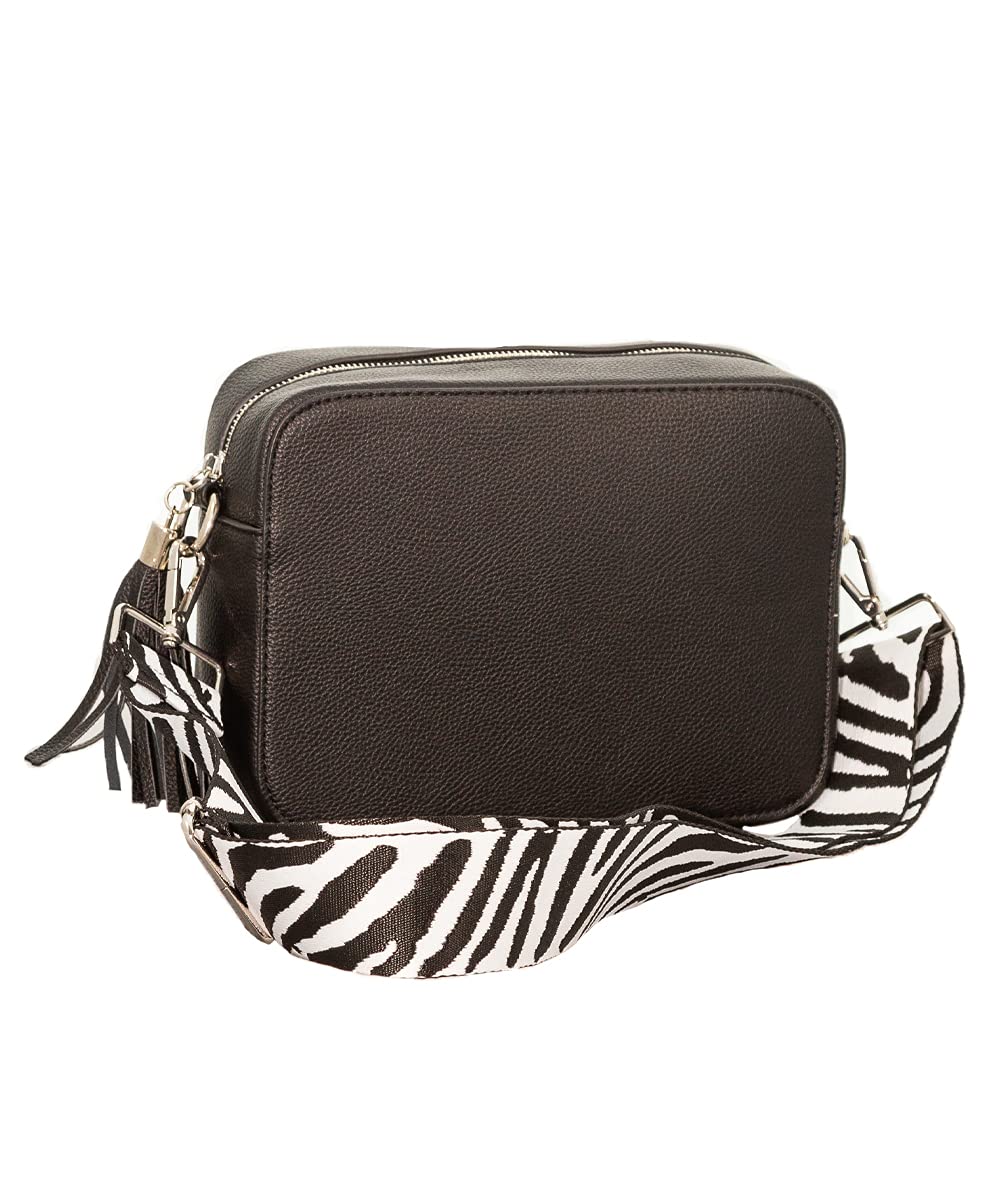 Pinafore Pebble Vegan Leather Crossbody Fashion Shoulder Bag with Adjustable Guitar Strap