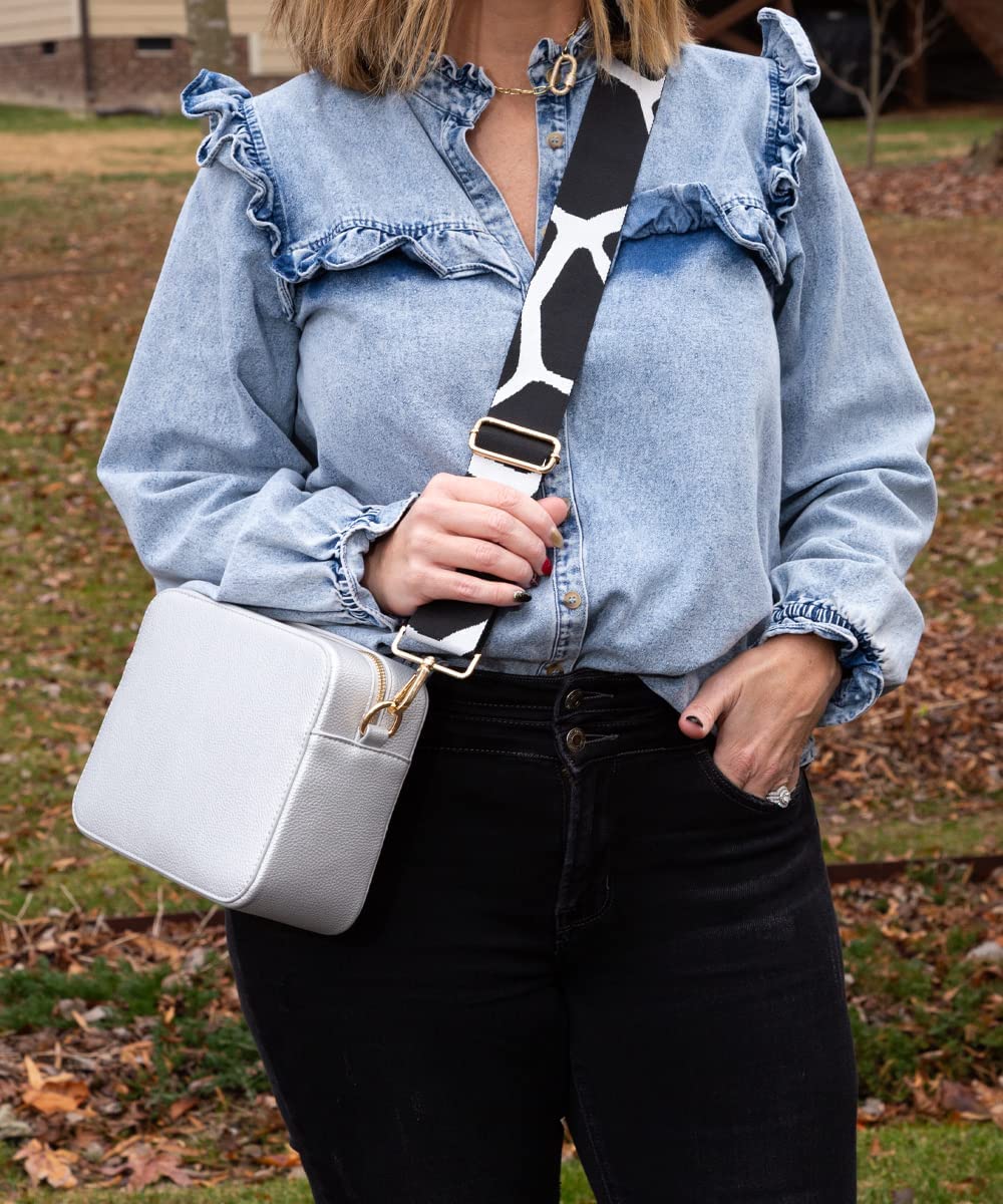 Pinafore Pebble Vegan Leather Crossbody Fashion Shoulder Bag with Adjustable Guitar Strap