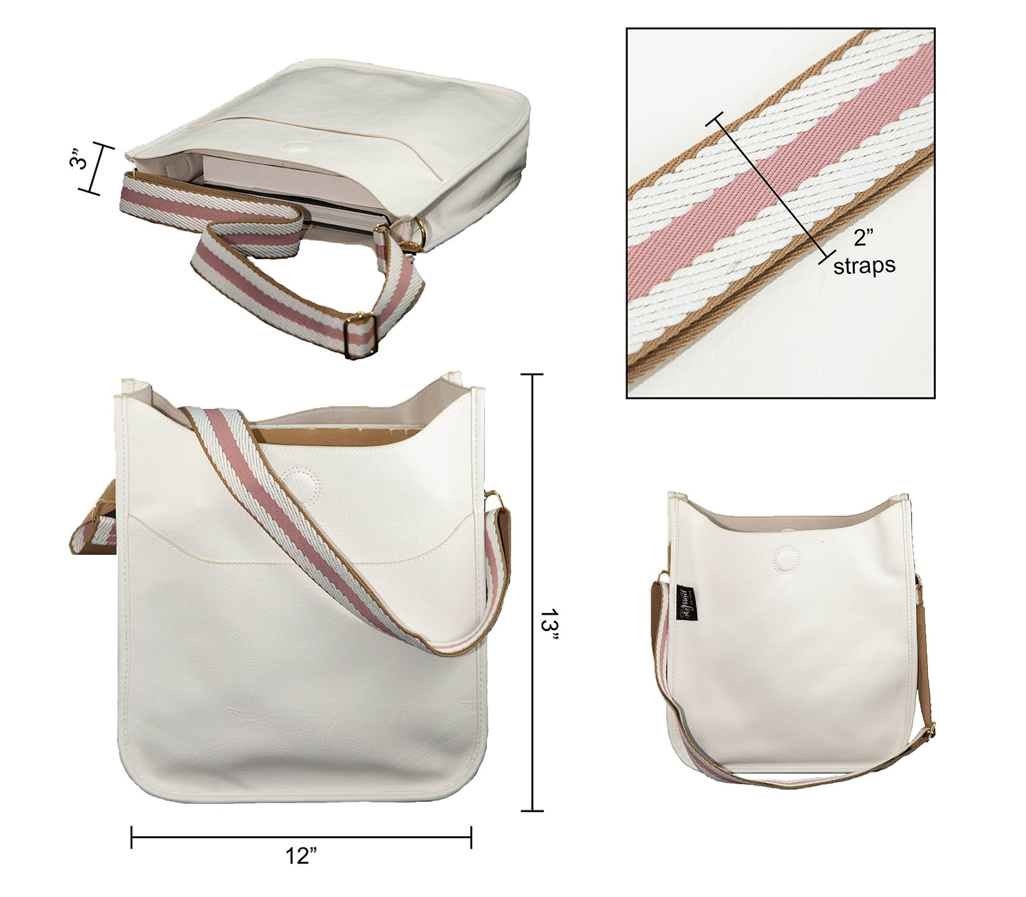 In 7 Colors Vegan Leather Crossbody Shoulder Bag Purse w/ Adjustable Guitar Strap