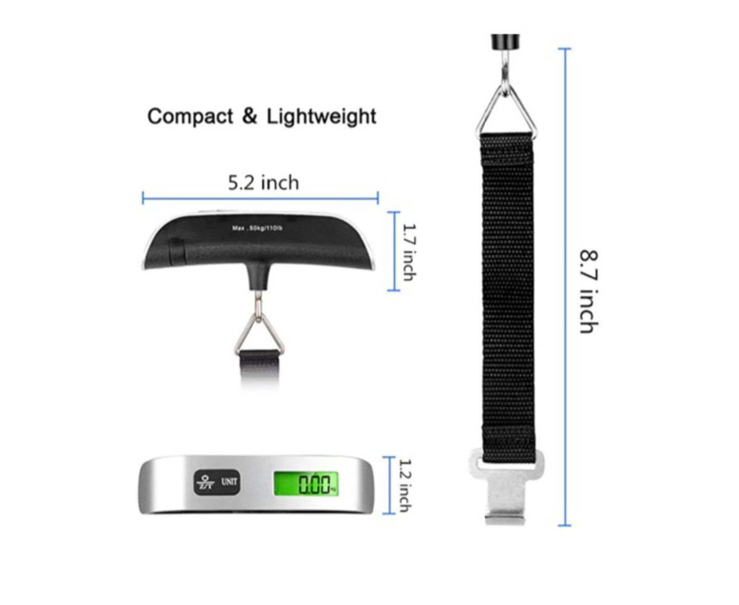 Luggage Scale, KZ 110lb/50kg Hanging Luggage Weight Scale for Travel (silver)