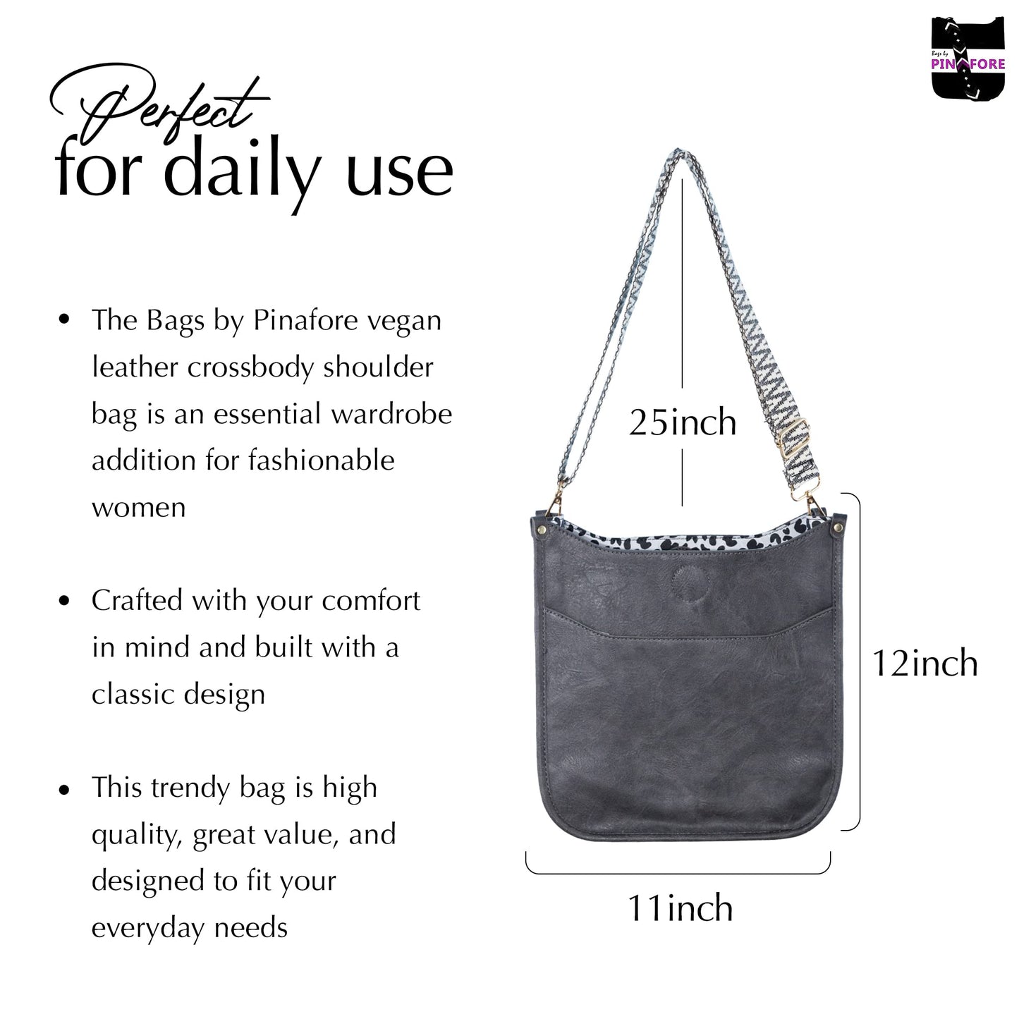 In 7 Colors Vegan Leather Crossbody Shoulder Bag Purse w/ Adjustable Guitar Strap