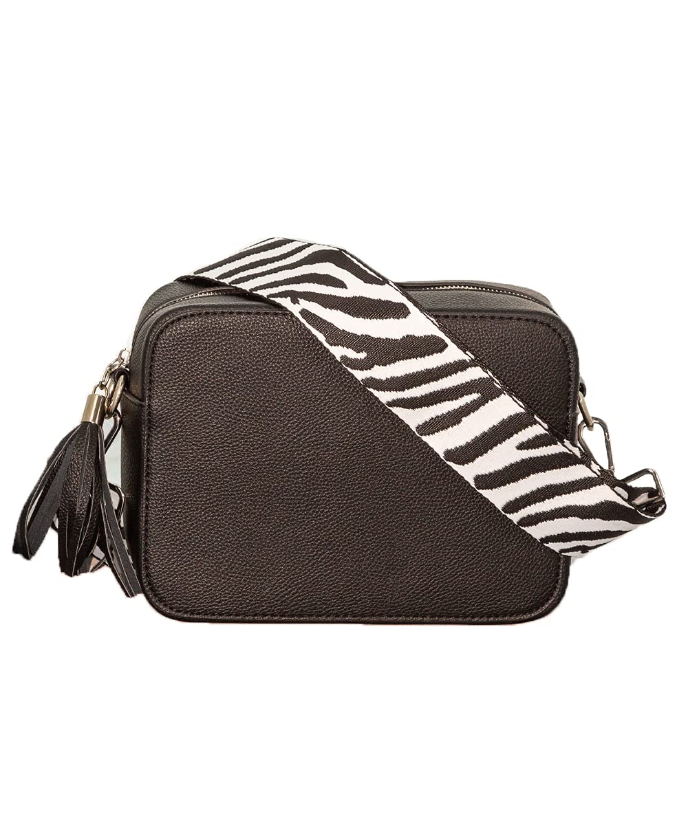 Pinafore Pebble Vegan Leather Crossbody Fashion Shoulder Bag with Adjustable Guitar Strap