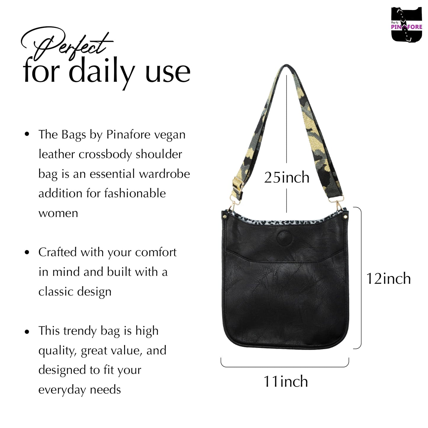 In 7 Colors Vegan Leather Crossbody Shoulder Bag Purse w/ Adjustable Guitar Strap