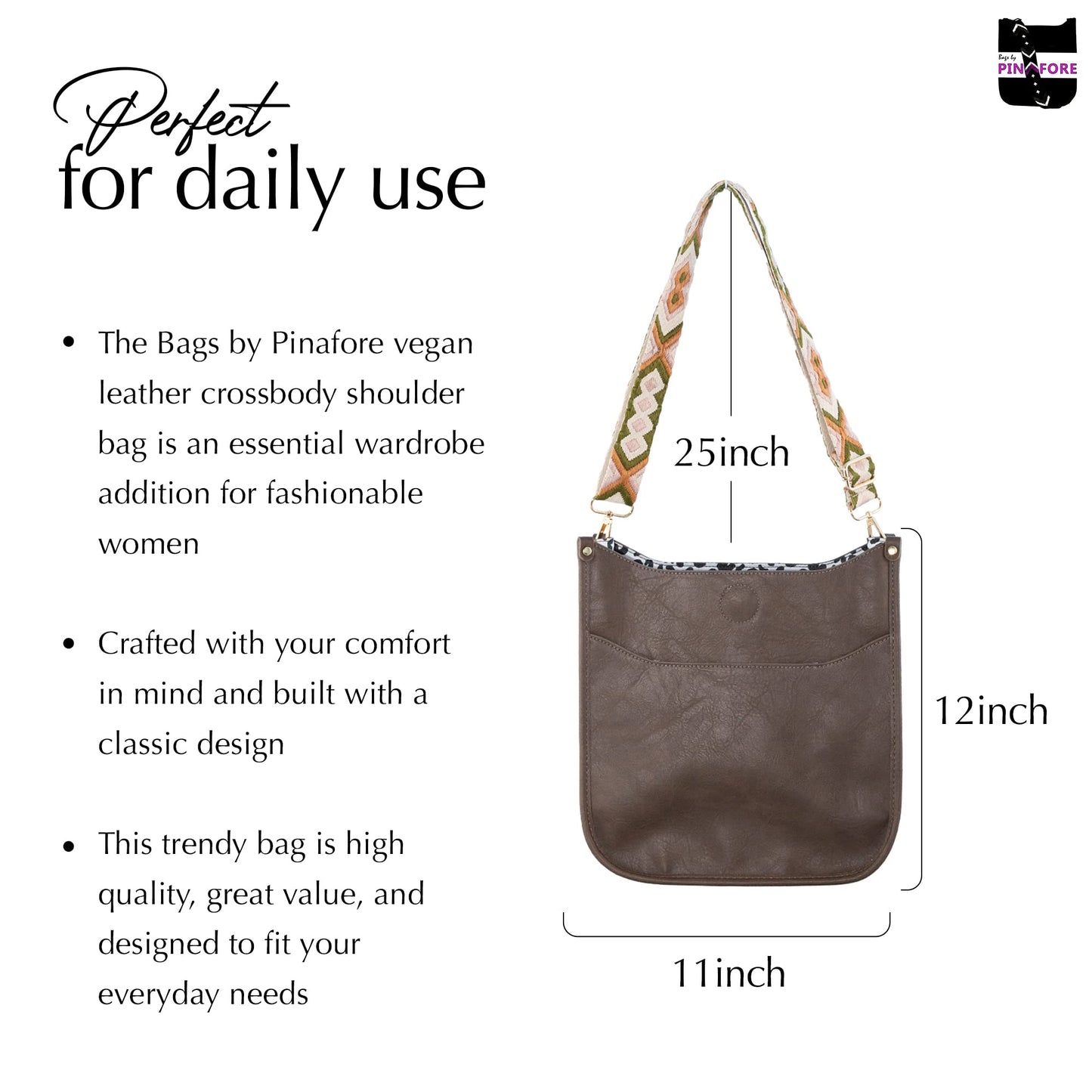 In 7 Colors Vegan Leather Crossbody Shoulder Bag Purse w/ Adjustable Guitar Strap
