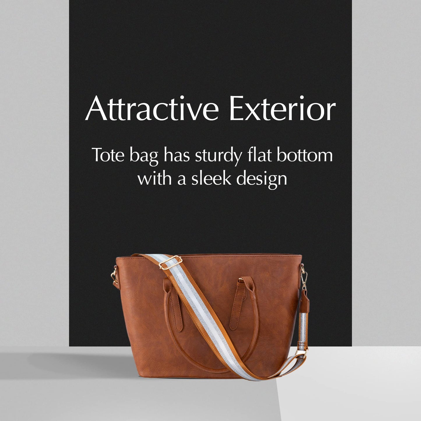 Pinafore Large Vegan Leather Tote & Computer Bag with Adjustable Crossbody Guitar Strap