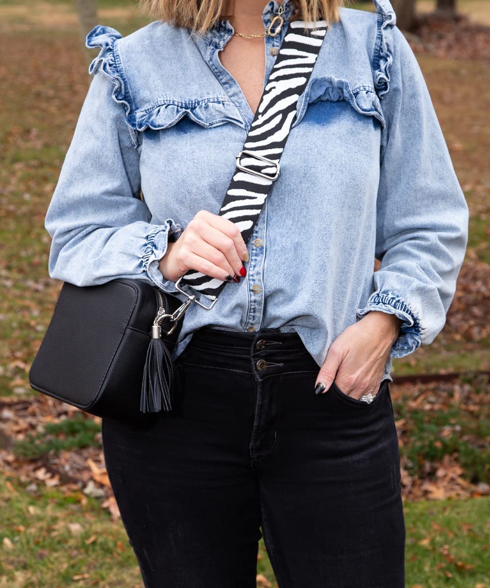Pinafore Pebble Vegan Leather Crossbody Fashion Shoulder Bag with Adjustable Guitar Strap