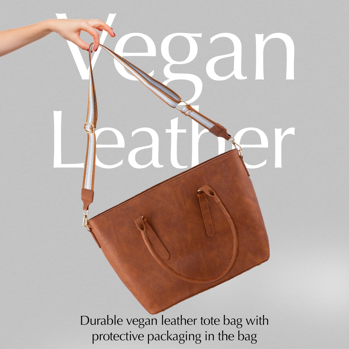 Pinafore Large Vegan Leather Tote & Computer Bag with Adjustable Crossbody Guitar Strap