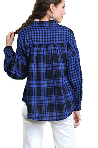 Umgee Women's Plaid & Checkered Light Weight Button Up Tunic Top