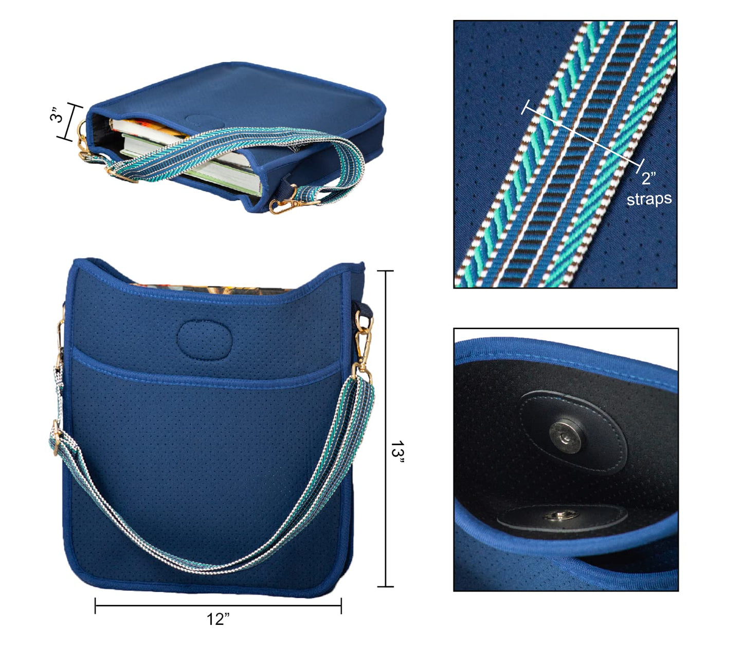 Pinafore Crossbody Neoprene Messenger Bag with Adjustable Guitar Strap