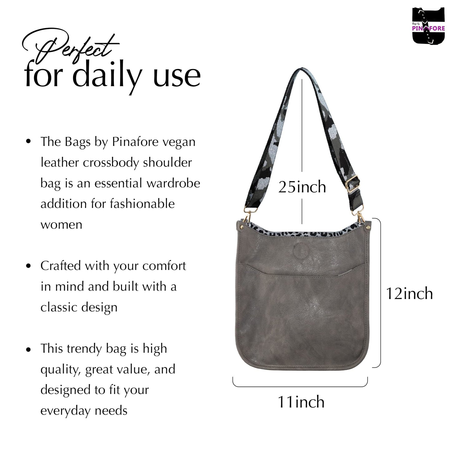 In 7 Colors Vegan Leather Crossbody Shoulder Bag Purse w/ Adjustable Guitar Strap