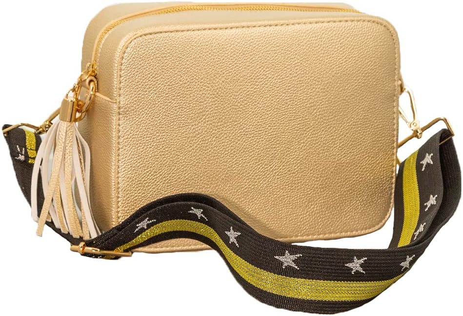 Pinafore Pebble Vegan Leather Crossbody Fashion Shoulder Bag with Adjustable Guitar Strap