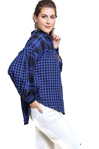 Umgee Women's Plaid & Checkered Light Weight Button Up Tunic Top